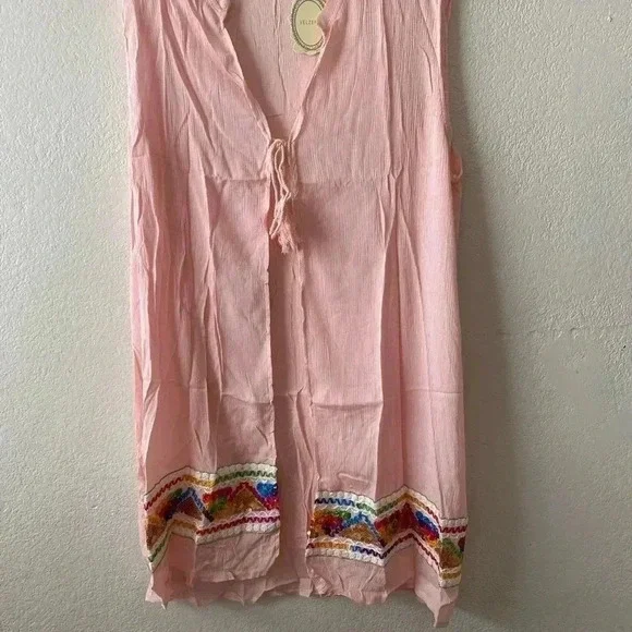 🆕Pink Embroidered Tassel-Front Open Cardigan 3X🆕 - Picture 2 of 4